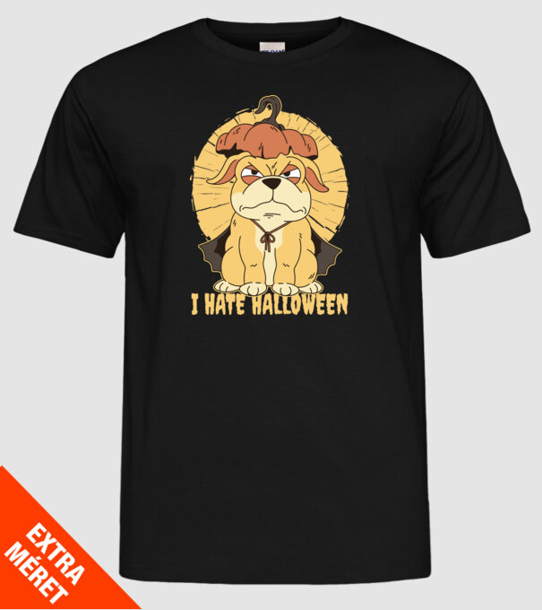 Utálom a Halloweent Kutyás minta fekete pólón