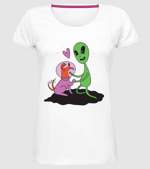 Alien Kutyával minta fehér pólón