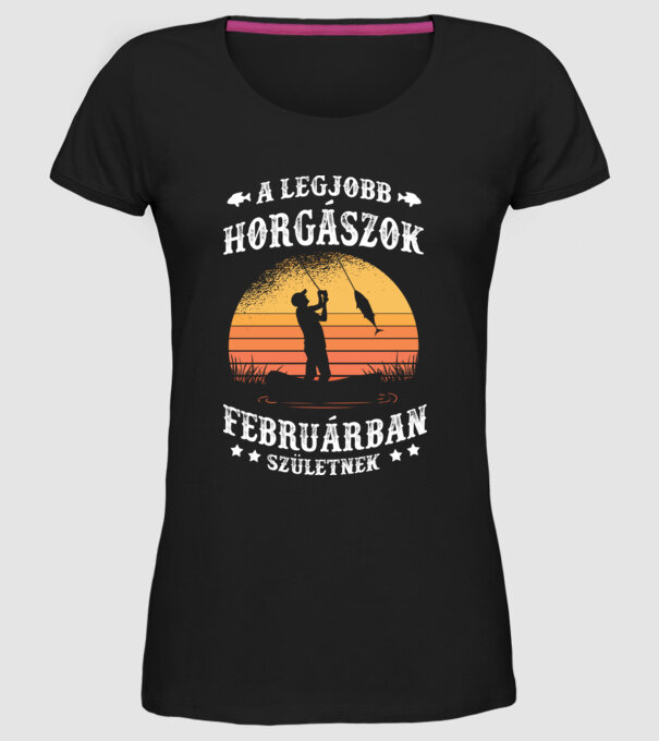 A legjobb Horgászok Februárban születnek minta fekete pólón