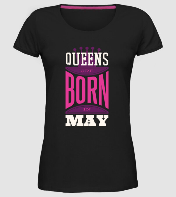 Queens are born in May minta fekete pólón
