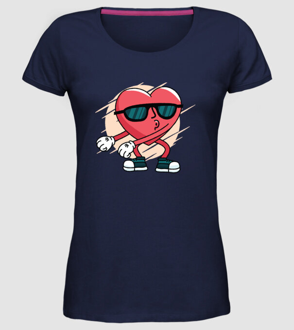 Szív DAB Floss Heart póló minta sötétkék pólón