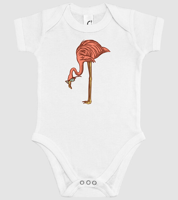 Flamingo minta fehér pólón
