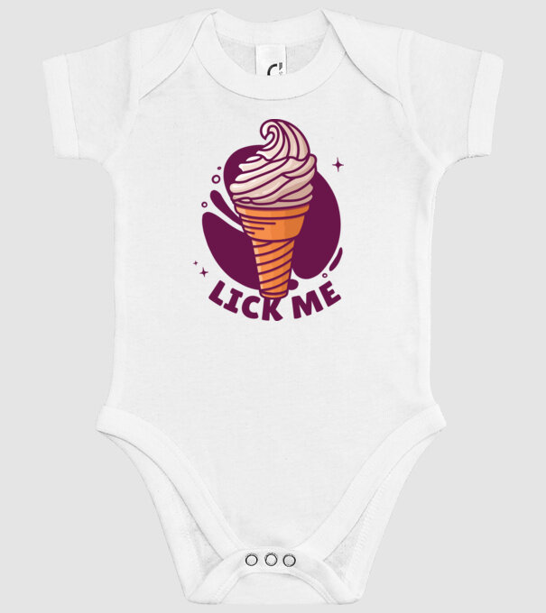 Lick Me minta fehér pólón