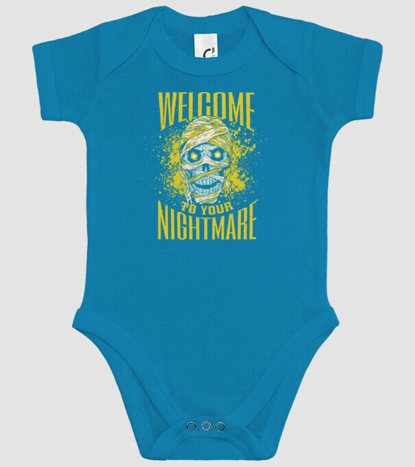 Welcome to your Nightmare Halloween minta türkiz pólón