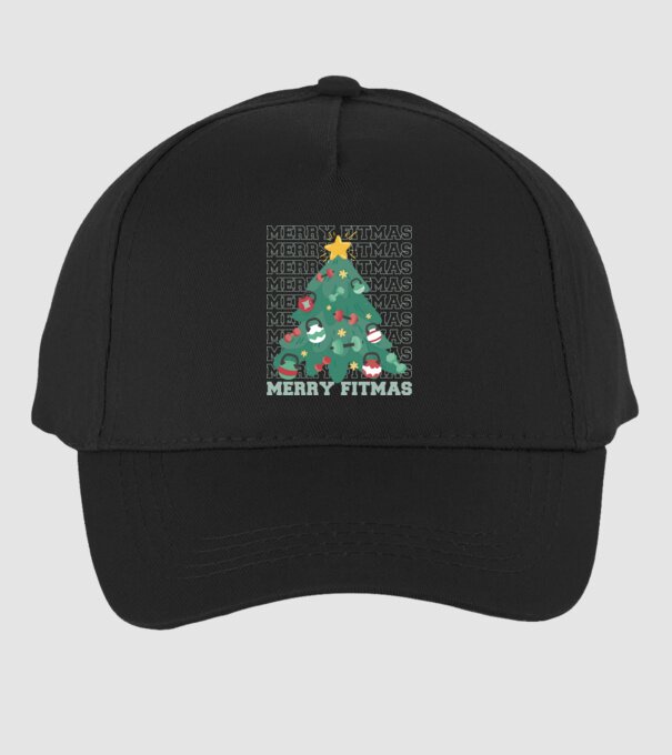 Merry Fitmas Karácsonyfa Fitness minta fekete pólón