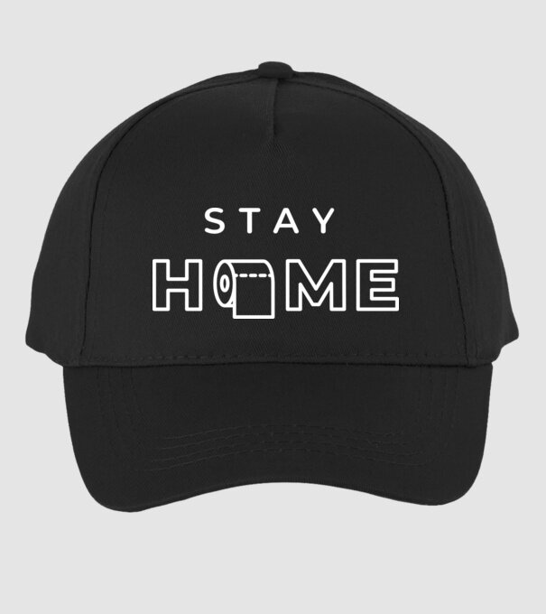 Stay home Wc papír minta fekete pólón