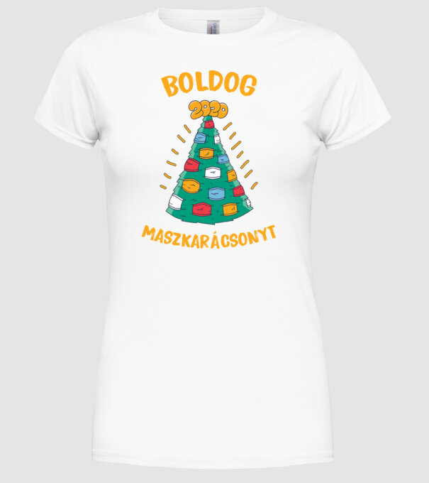 Boldog Maszkarácsonyt 2020 minta fehér pólón
