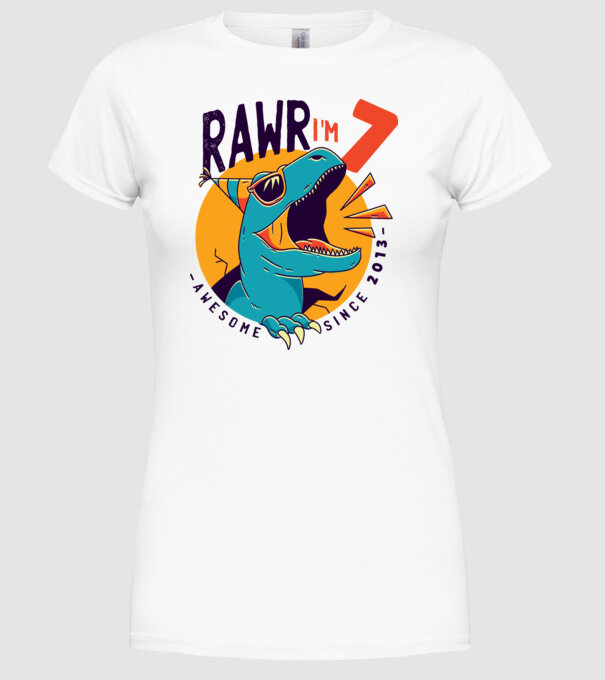 Rawr i'm 7 - awesome since 2013 minta fehér pólón