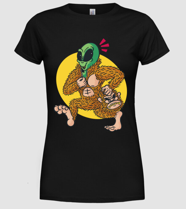 Alien Sassquatch minta fekete pólón