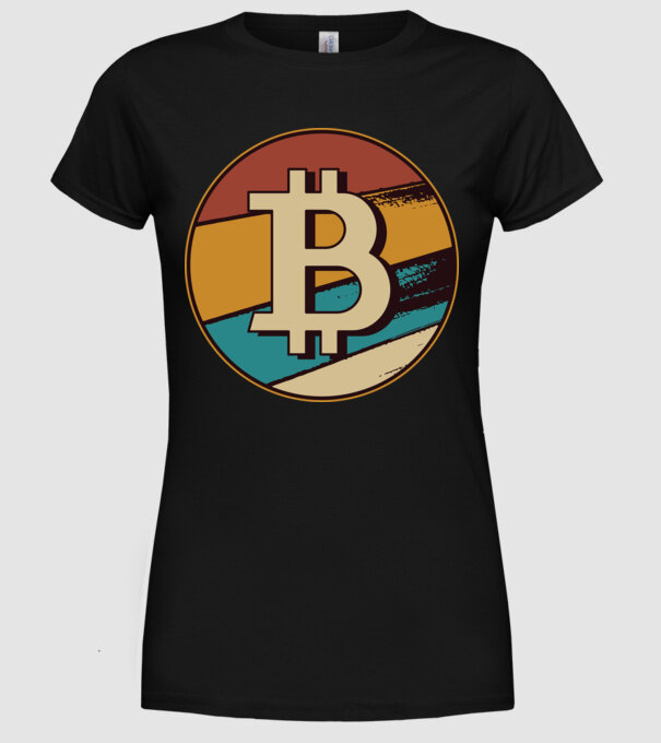 Bitcoin retro minta fekete pólón