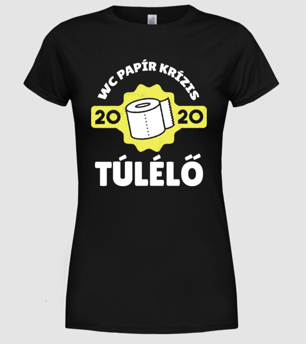 WC papír krízis túlélő 2020 minta fekete pólón