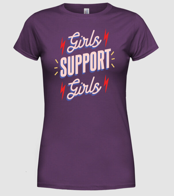 Girls Support Girls Nőnap minta lila pólón