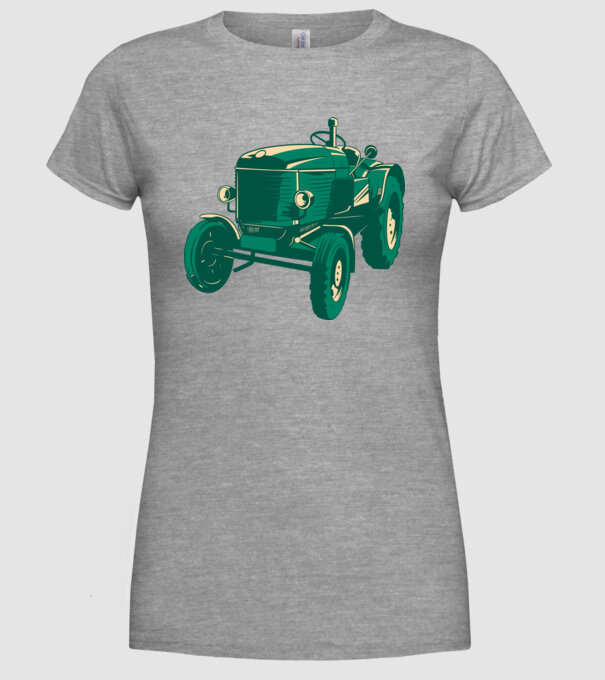 Régi Traktor minta szürke pólón