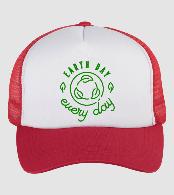 Earth Day Every Day - Föld napja minta fehér/piros pólón