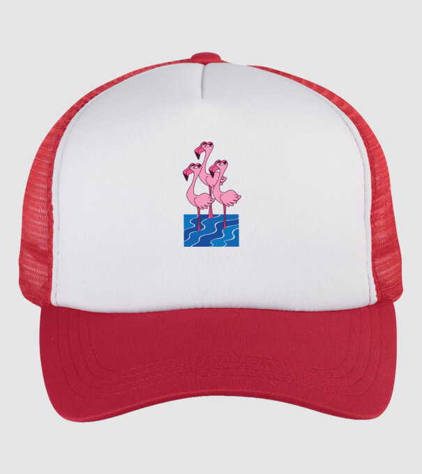 Flamingo Trio minta fehér/piros pólón