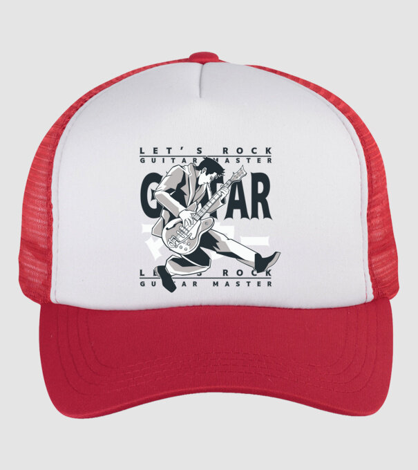 Gitáros minta fehér/piros pólón