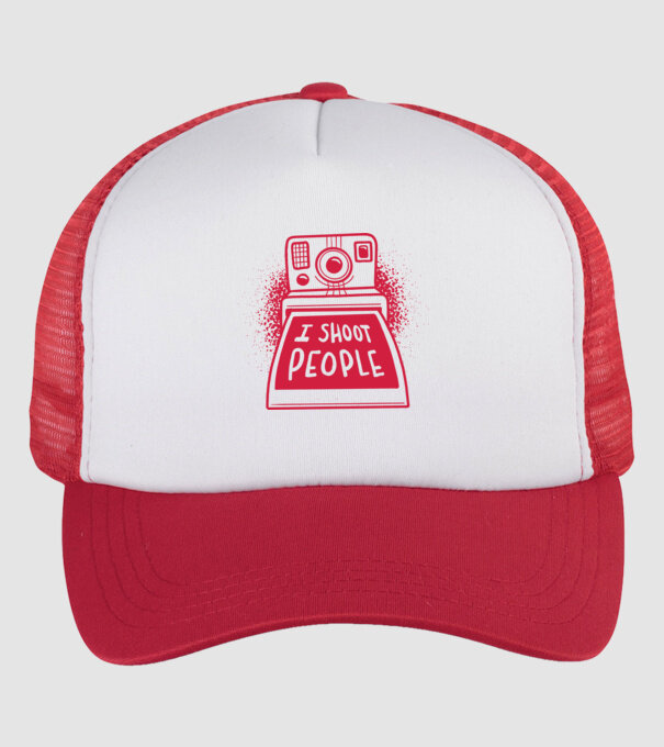 I shoot people - Fotós minta fehér/piros pólón