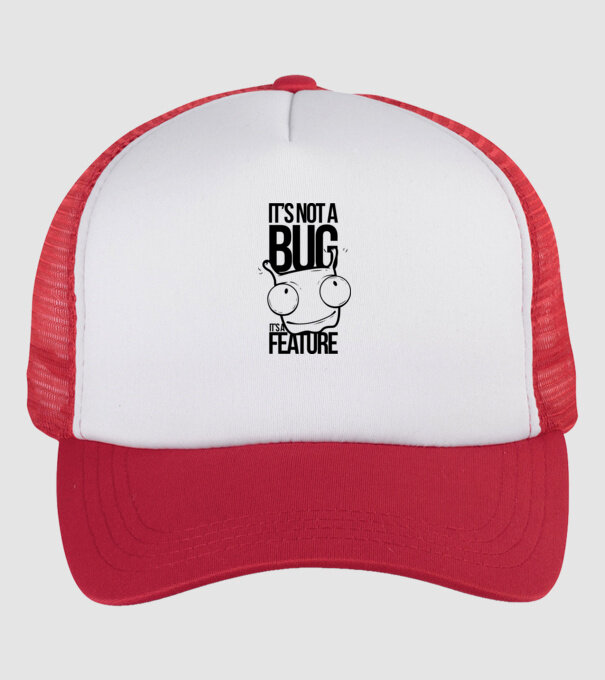 It's not a bug it's a feature minta fehér/piros pólón