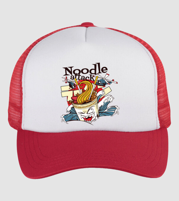 Noodle Attack minta fehér/piros pólón