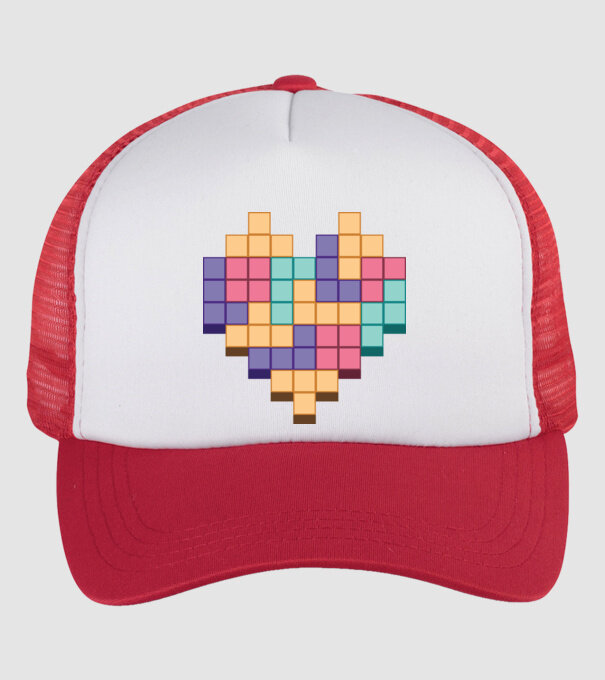 Tetris Szív minta fehér/piros pólón