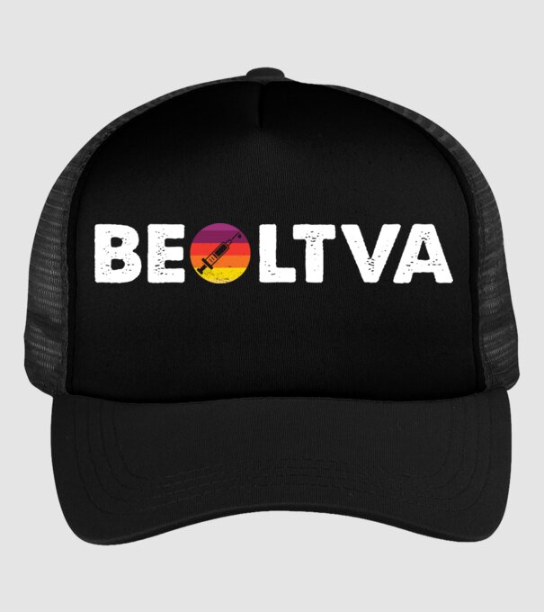 Beoltva Vakcina minta fekete pólón