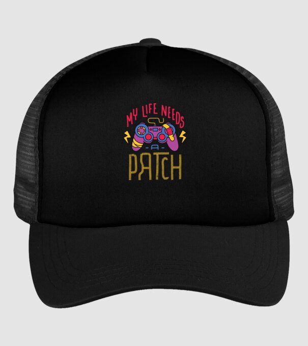 My life needs a patch Gamer minta fekete pólón