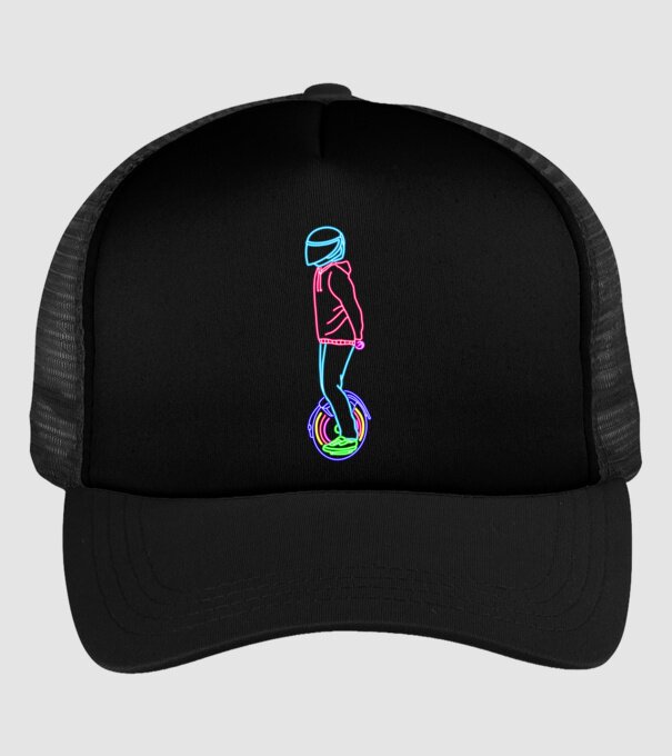 Neon unicycle minta fekete pólón