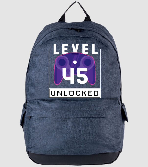 Level 45 Unlocked Gamer Születésnap minta farmerkék pólón