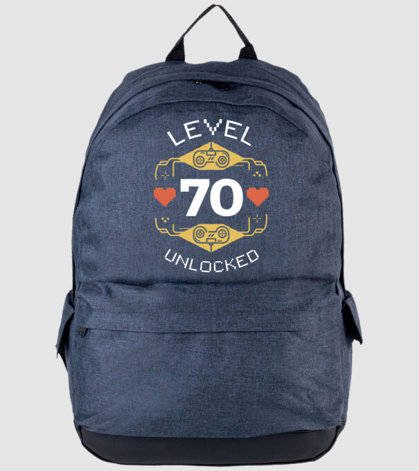 Level 70 Unlocked Gamer póló minta farmerkék pólón