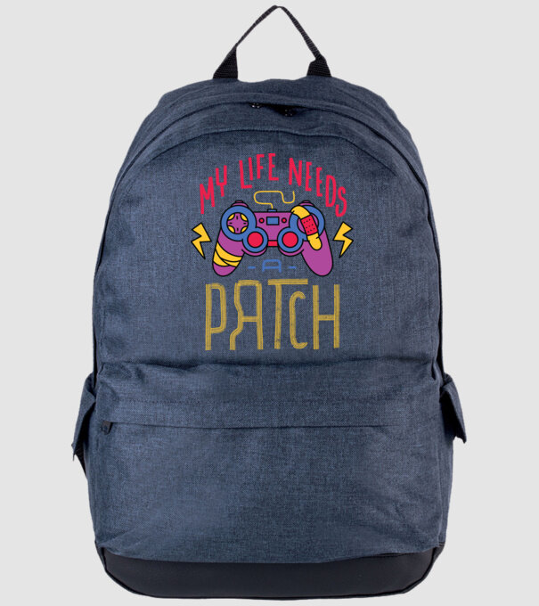 My life needs a patch Gamer minta farmerkék pólón
