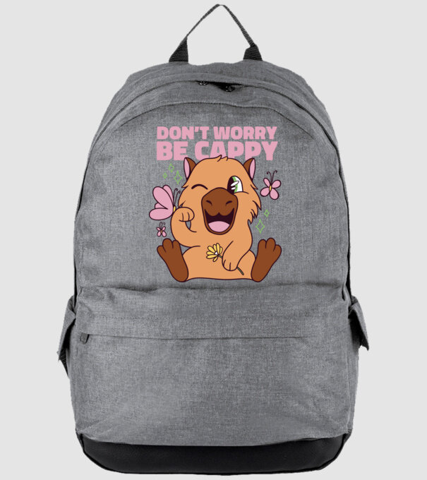 Boldog Capybara - Don't worry be cappy minta szürke pólón
