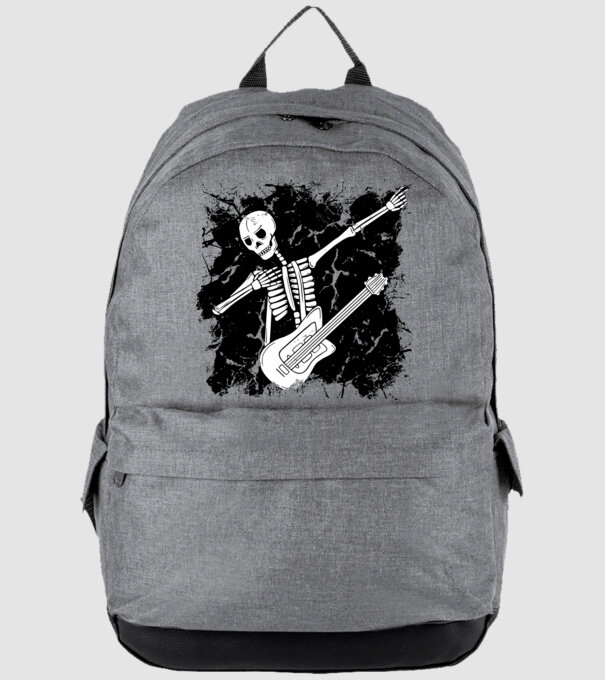 Csontváz gitáros dab minta szürke pólón