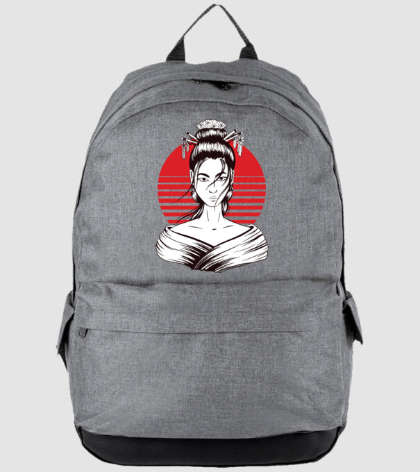 Japán Gésa minta szürke pólón
