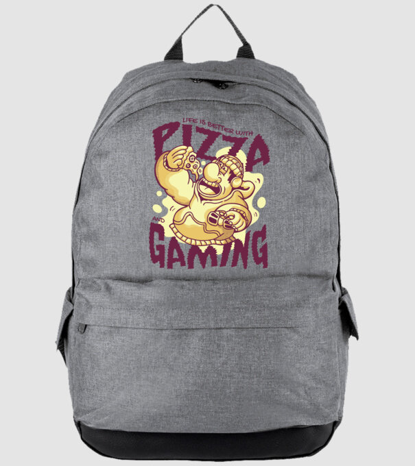 Pizza és játék minta szürke pólón