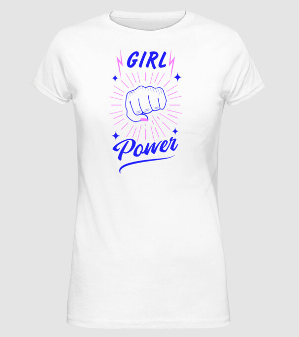 Girl Power Nőnap minta fehér pólón