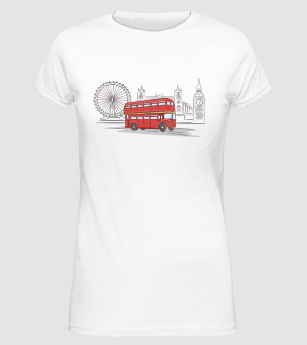London Bus minta fehér pólón