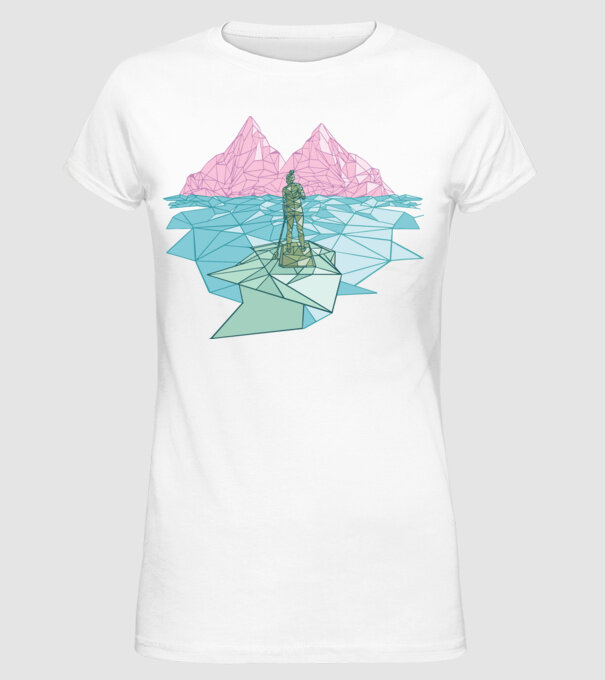 Lowpoly Padding minta fehér pólón