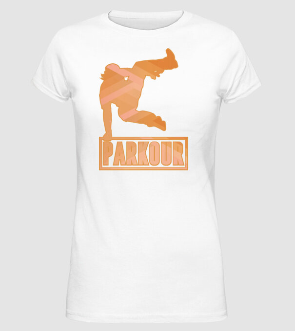 Parkour feliratos póló minta fehér pólón