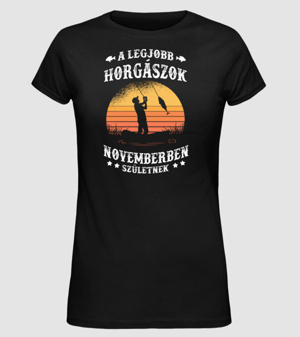 A legjobb Horgászok Novemberben születnek minta fekete pólón