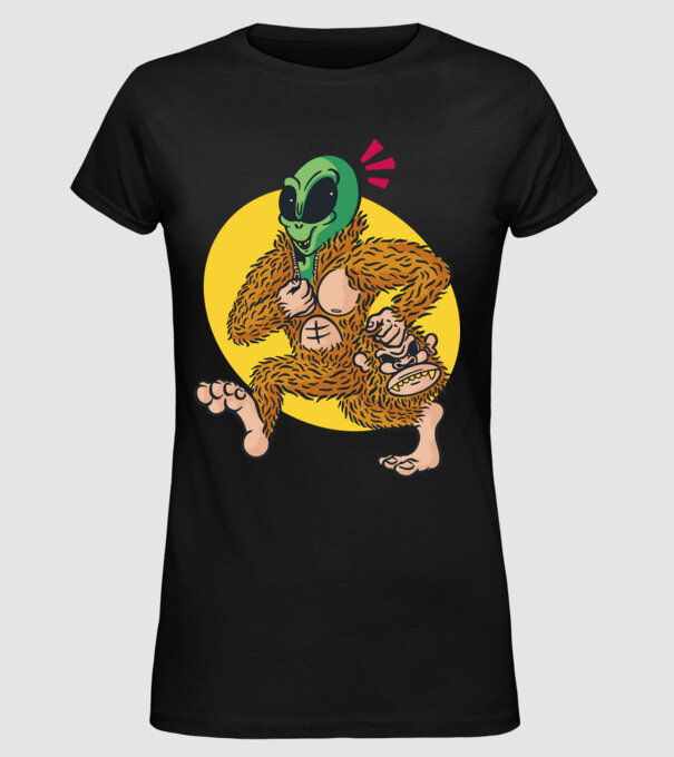 Alien Sassquatch minta fekete pólón