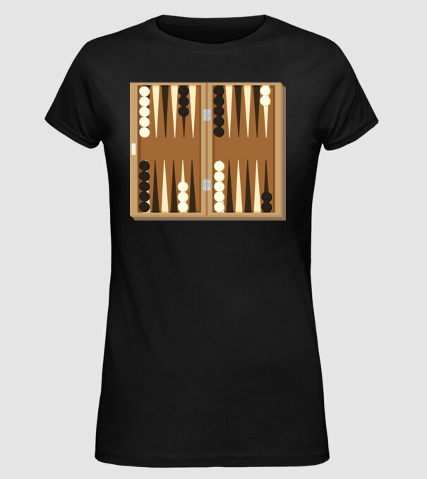 Backgammon tábla minta fekete pólón