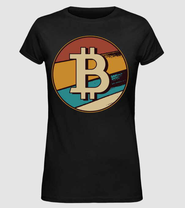 Bitcoin retro minta fekete pólón