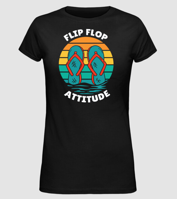 Flip Flop Attitude minta fekete pólón