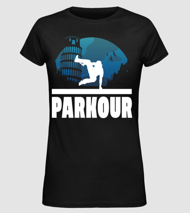 Parkour minta fekete pólón