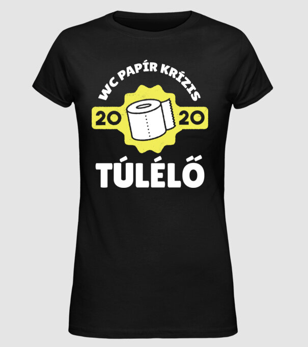 WC papír krízis túlélő 2020 minta fekete pólón
