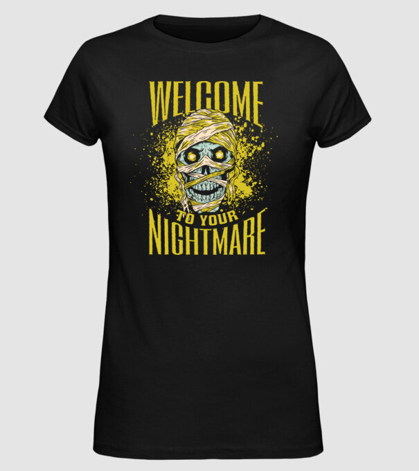 Welcome to your Nightmare Halloween minta fekete pólón