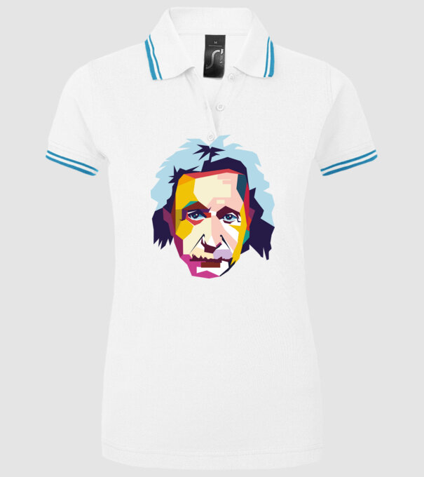 Einstein absztrakt minta fehér pólón