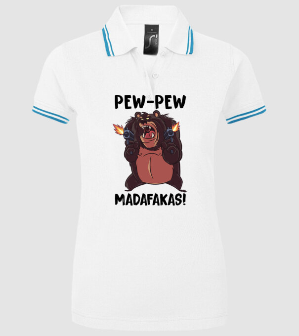 Pew Pew Madafakas Medve white minta fehér pólón