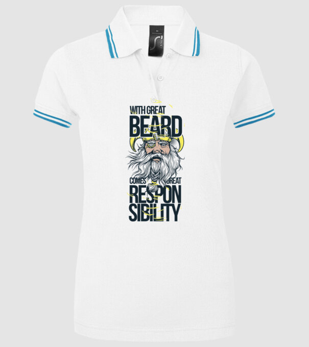 With great beard comes great responsibility minta fehér pólón