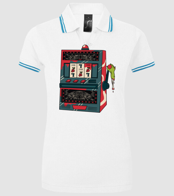 Zombi játékautomata minta fehér pólón